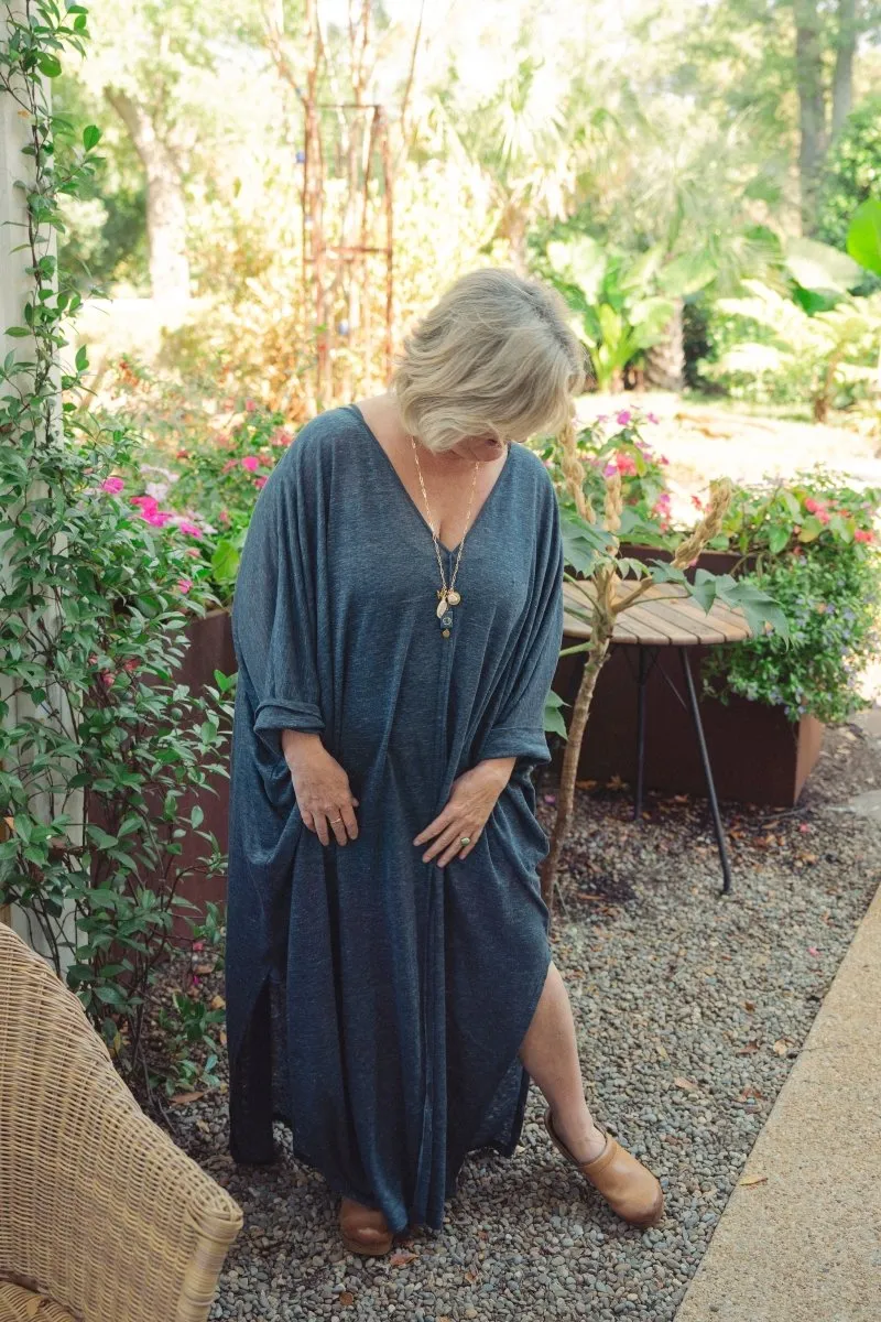 Linen Jersey Maxi V Neck Tunic