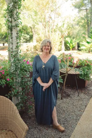 Linen Jersey Maxi V Neck Tunic