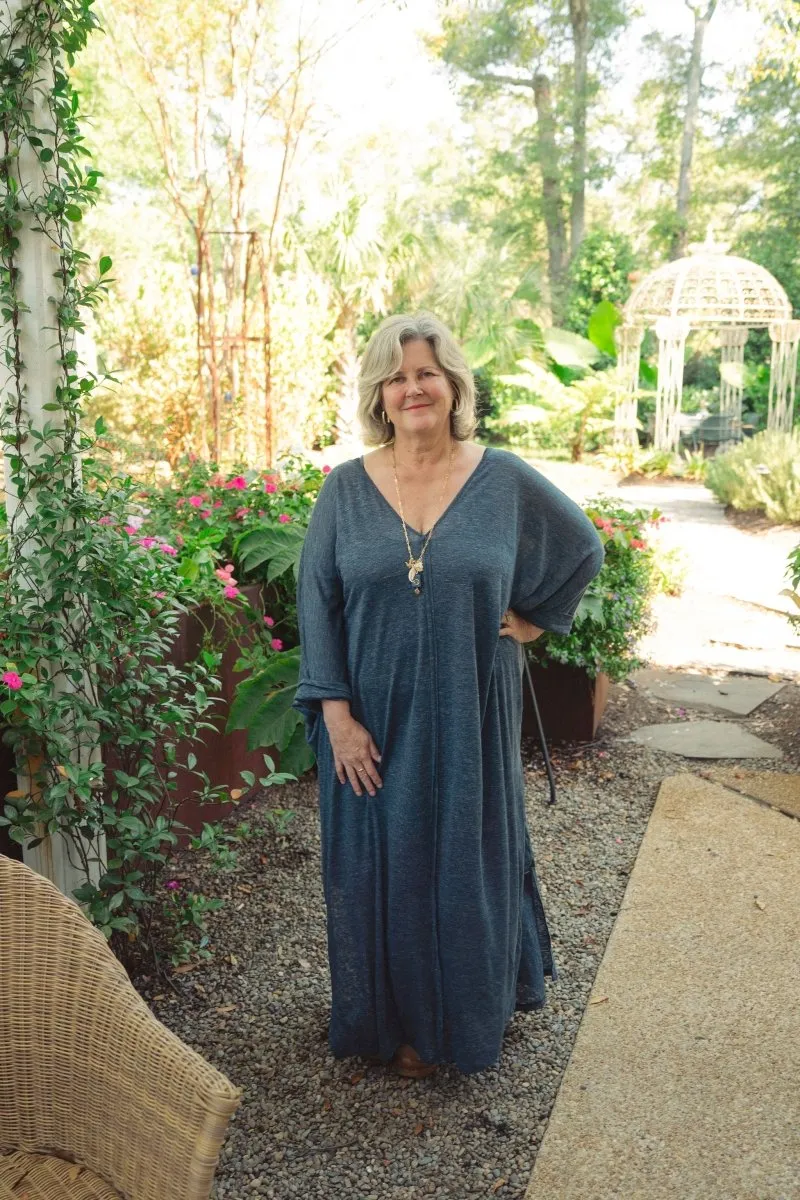 Linen Jersey Maxi V Neck Tunic
