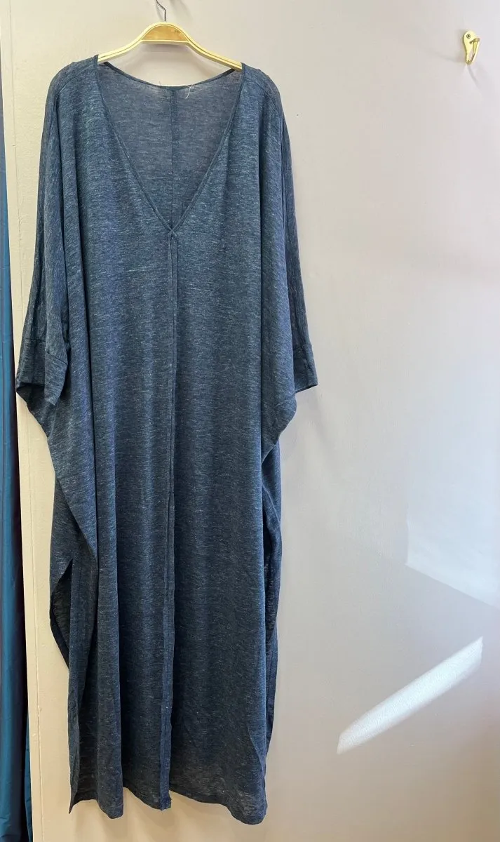Linen Jersey Maxi V Neck Tunic