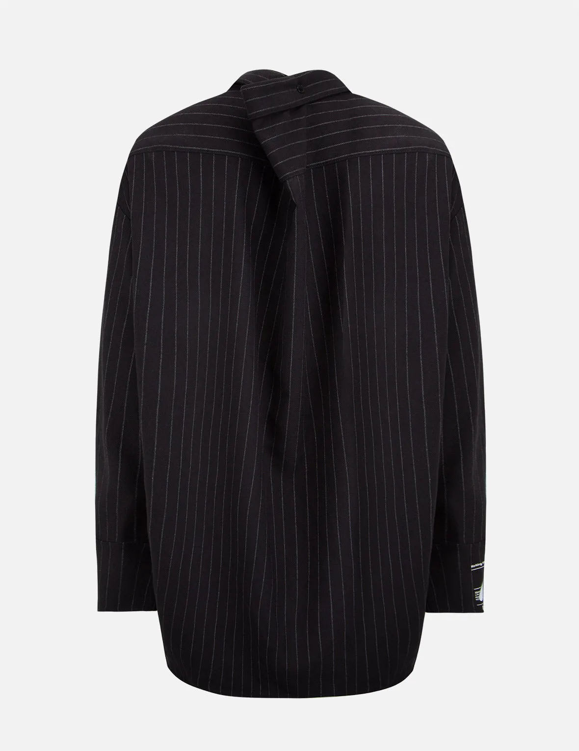 Logo and Slogan Print Stripe Shirt