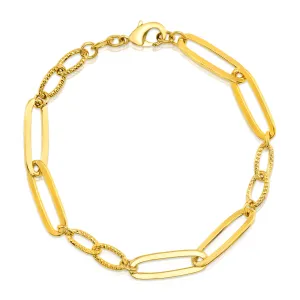 LONG AND SHORT OVAL LINK BRACELET, GOLD