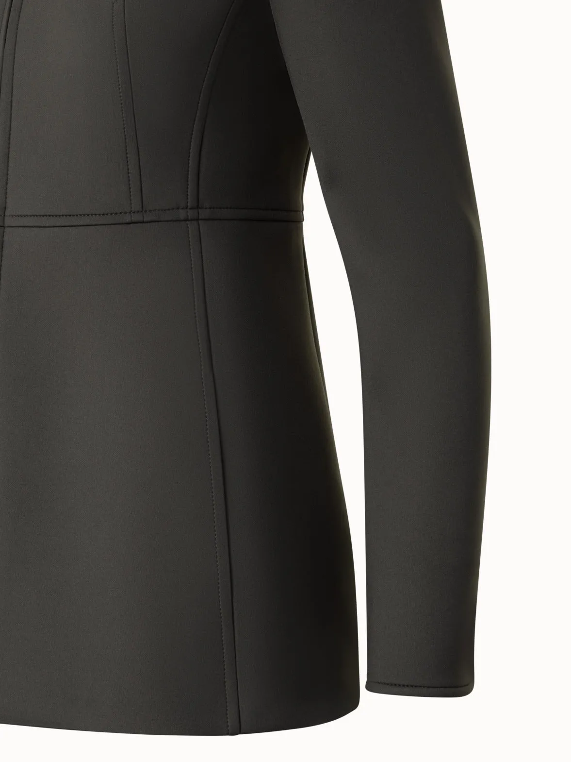 Long Neoprene Jacket with Stand Up Collar