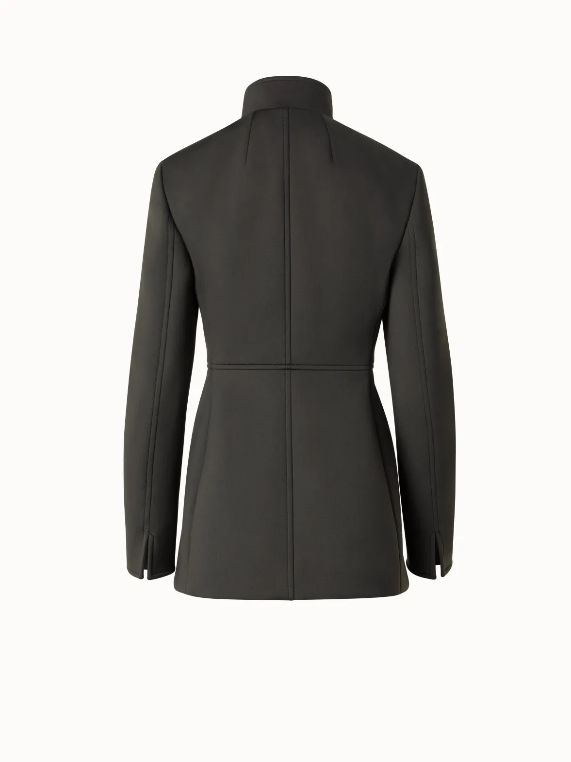 Long Neoprene Jacket with Stand Up Collar