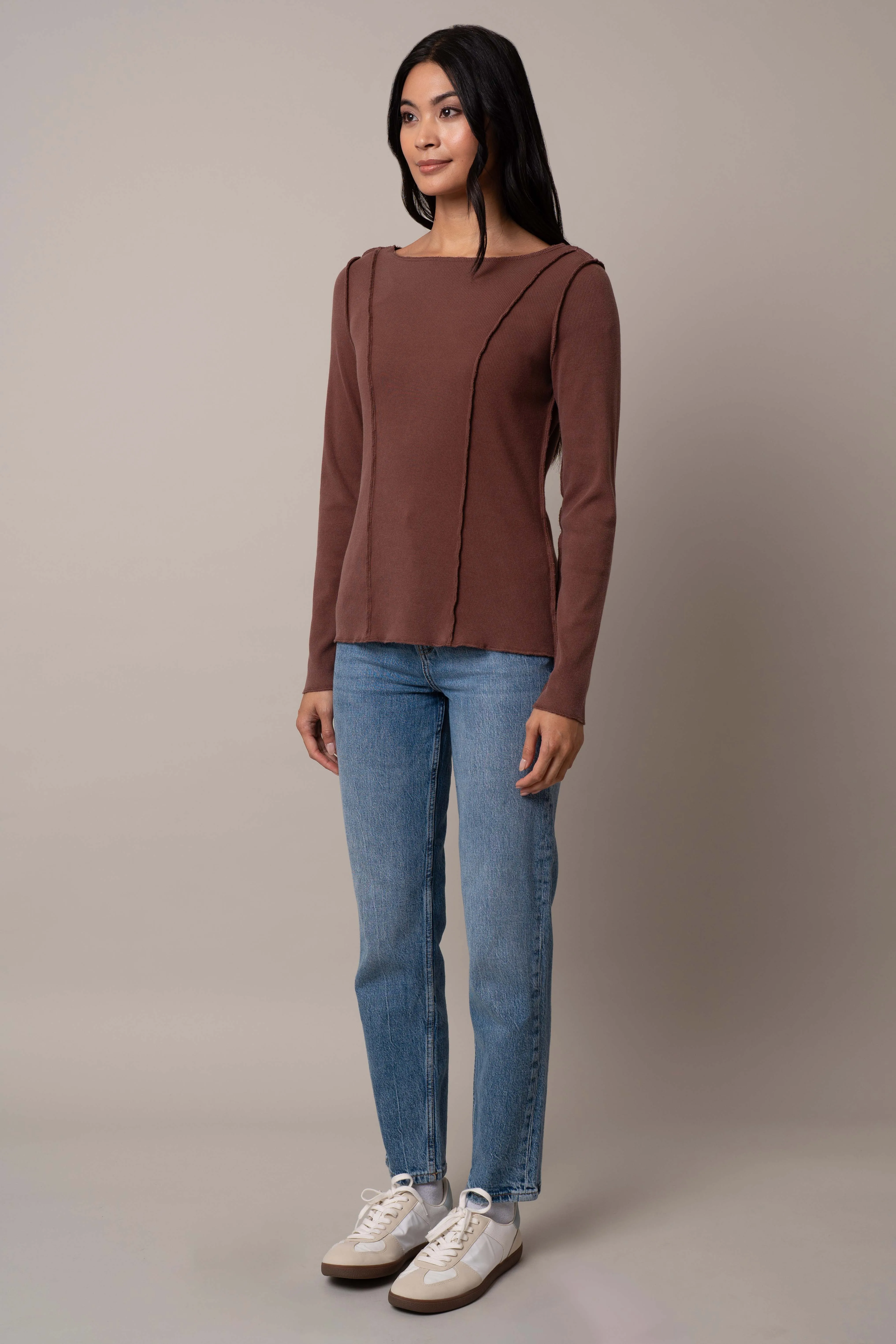 Long Sleeve Boat Neck Shirt