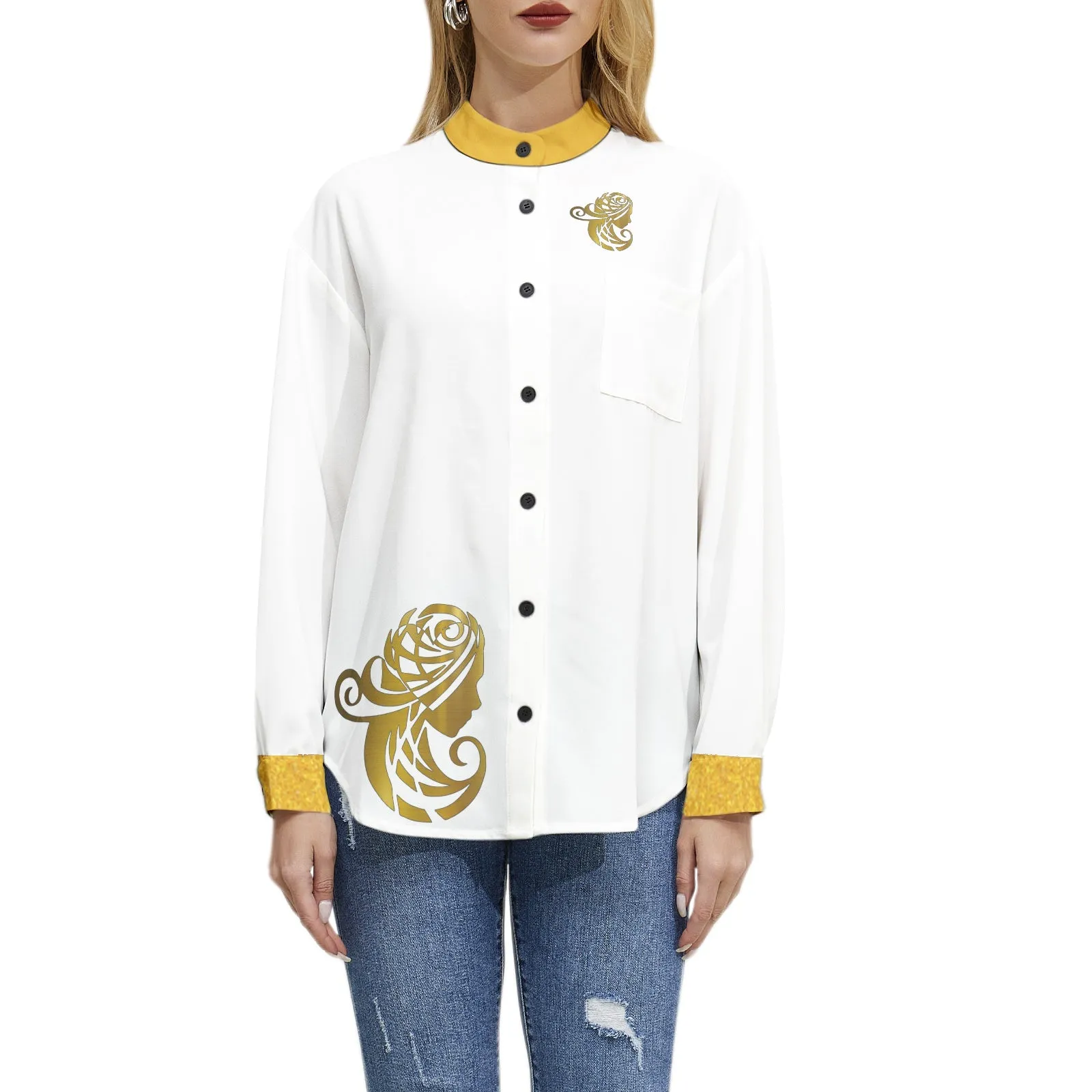 Long Sleeve Button Up Casual Shirt Top