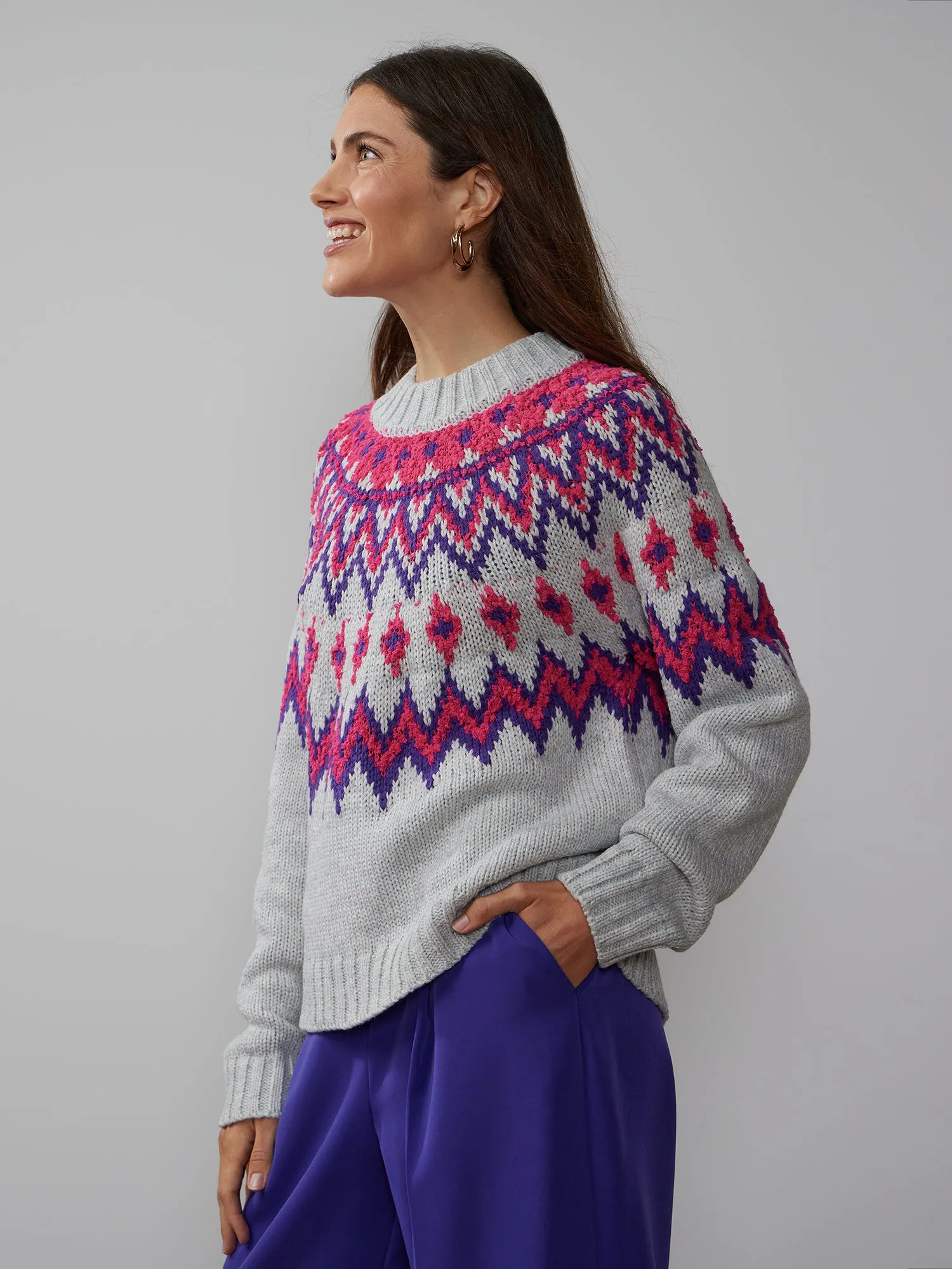 Long Sleeve Crew Neck Fairisle Sweater