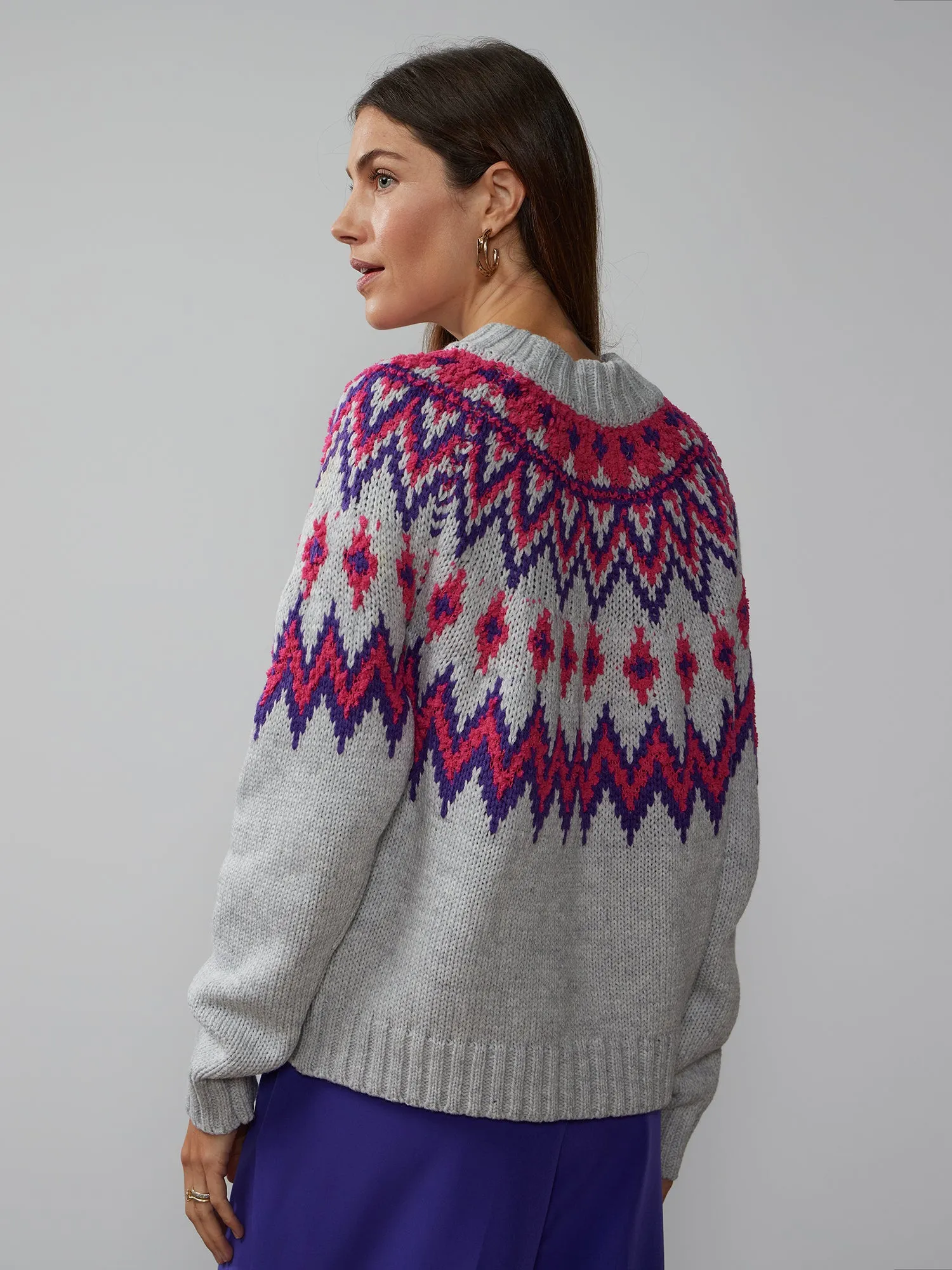 Long Sleeve Crew Neck Fairisle Sweater