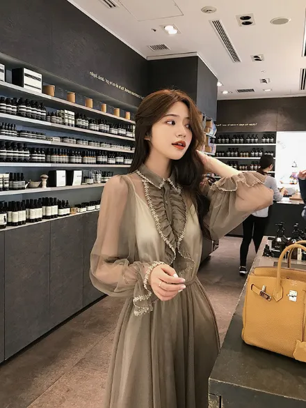 Long Sleeve White Chiffon Summer Dress