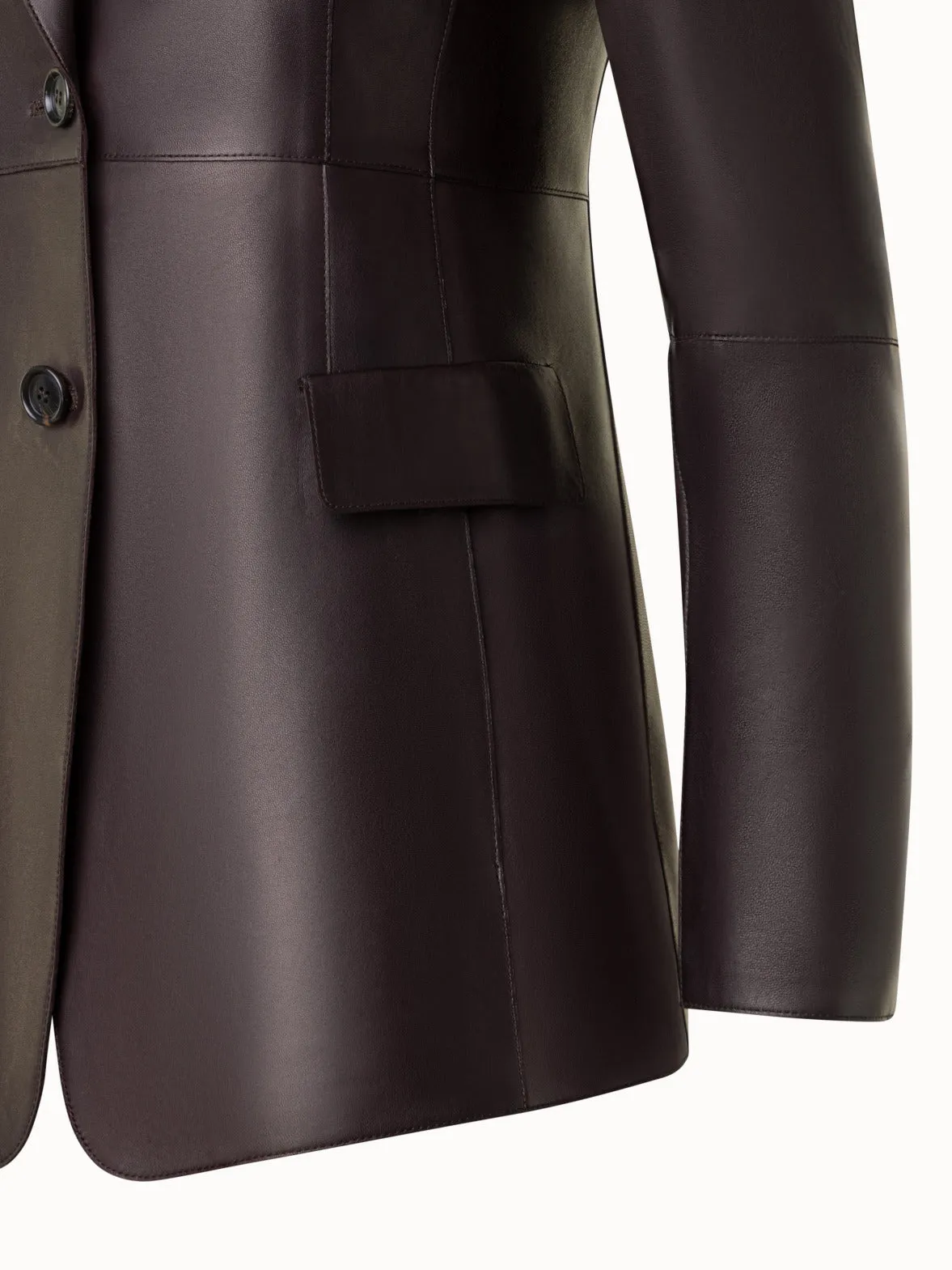Long Tailored Leather Blazer Jacket