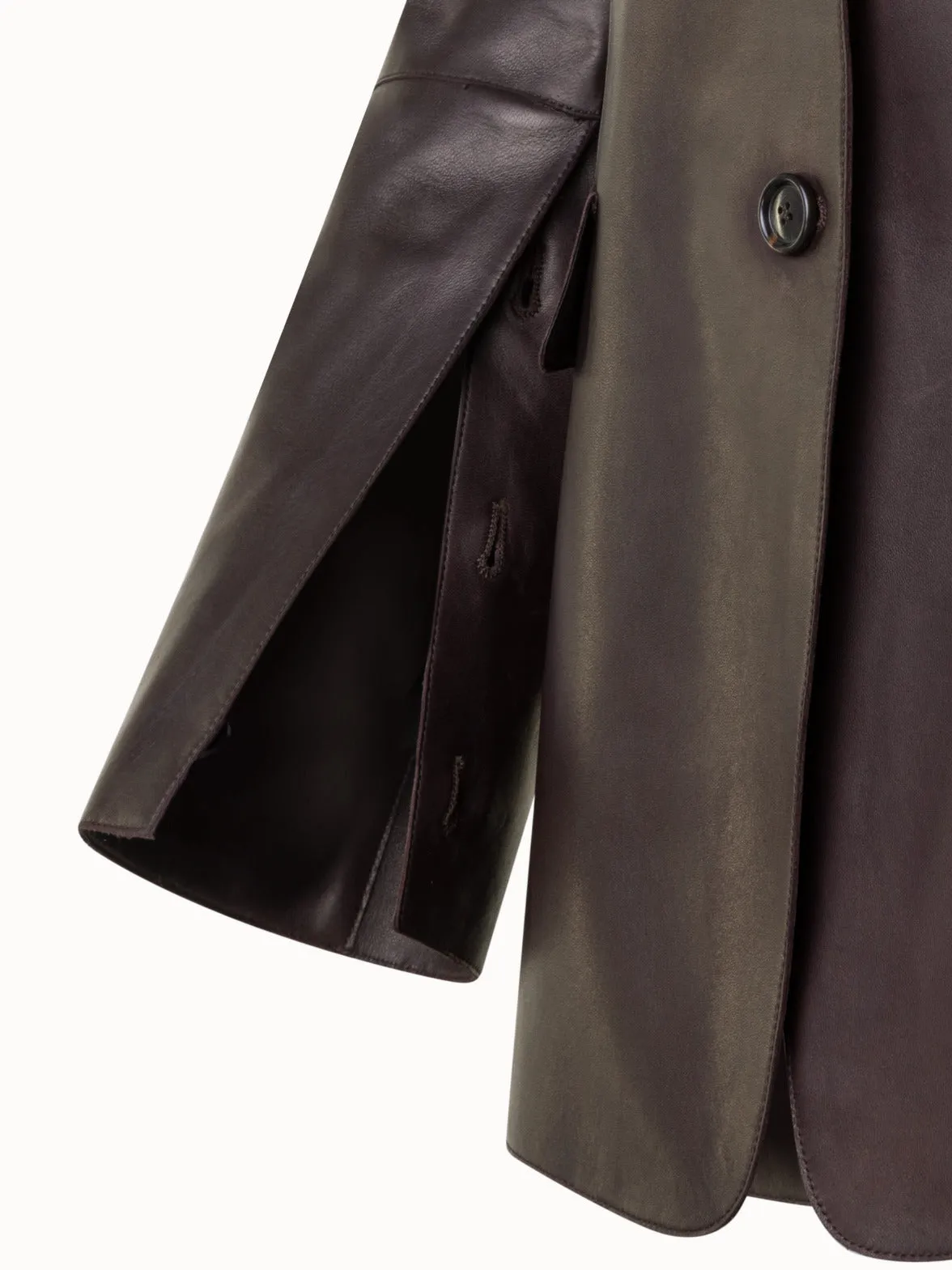 Long Tailored Leather Blazer Jacket