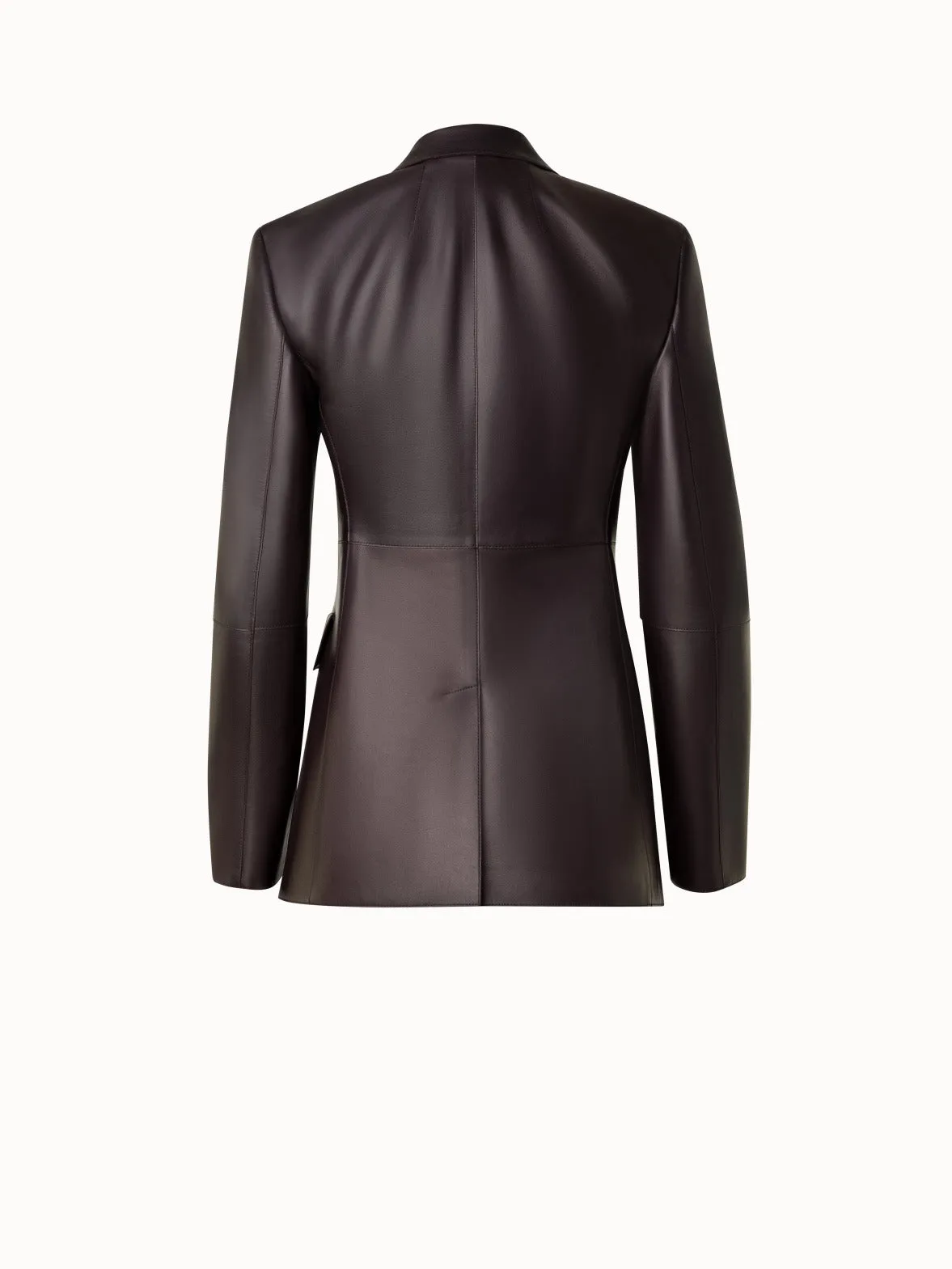 Long Tailored Leather Blazer Jacket