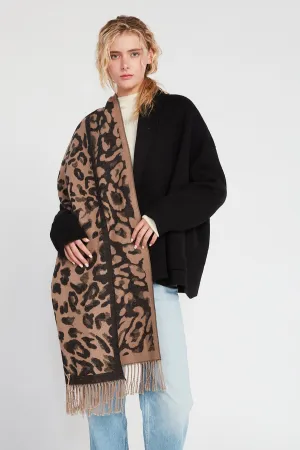 Look By M Reversible Leopard Print Scarf MSF3239