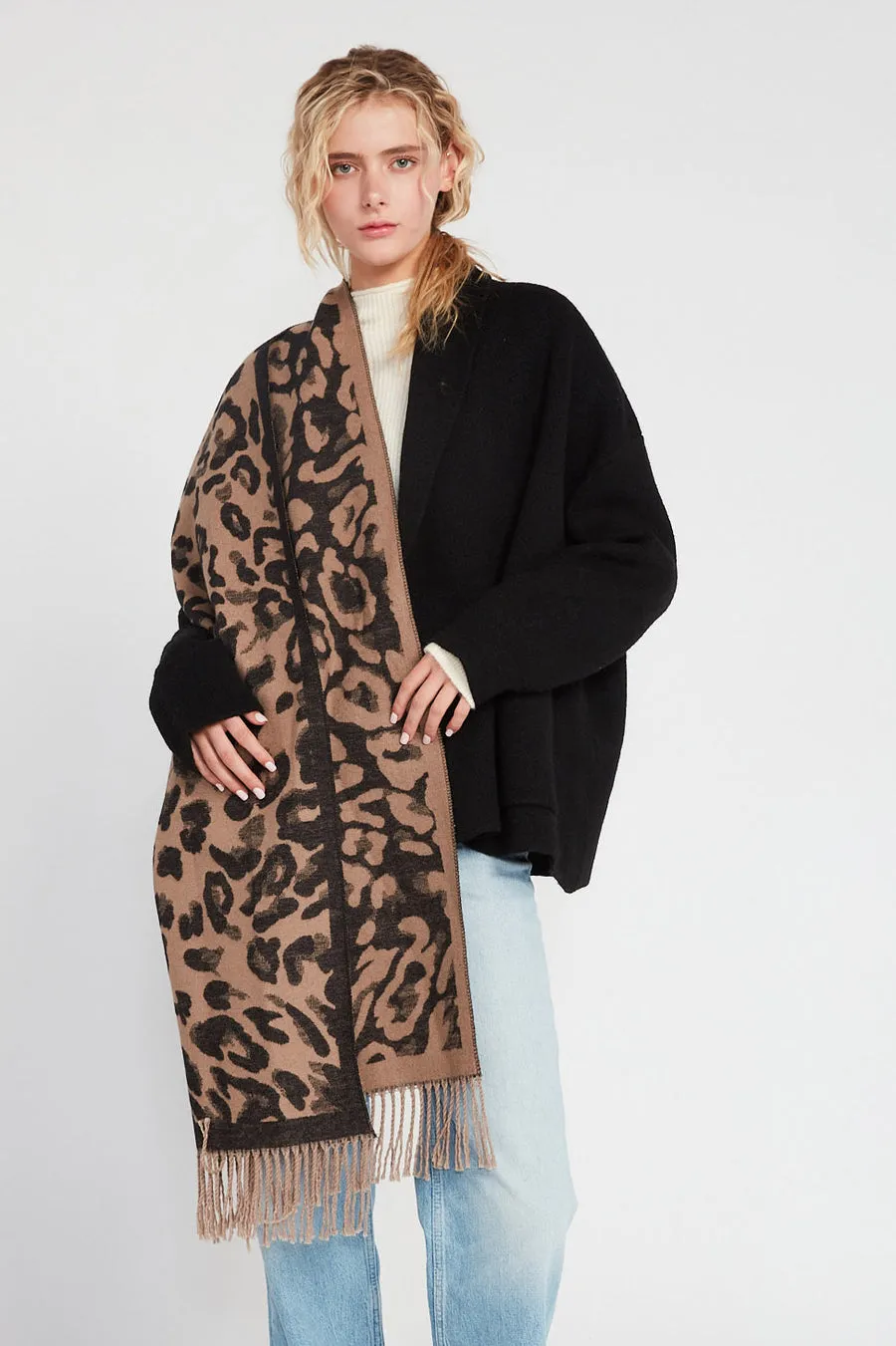 Look By M Reversible Leopard Print Scarf MSF3239