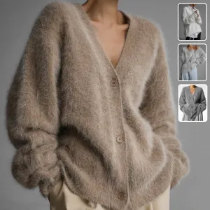 Loose V-Neck Button Cardigan - Fall Winter Fashion for Women
