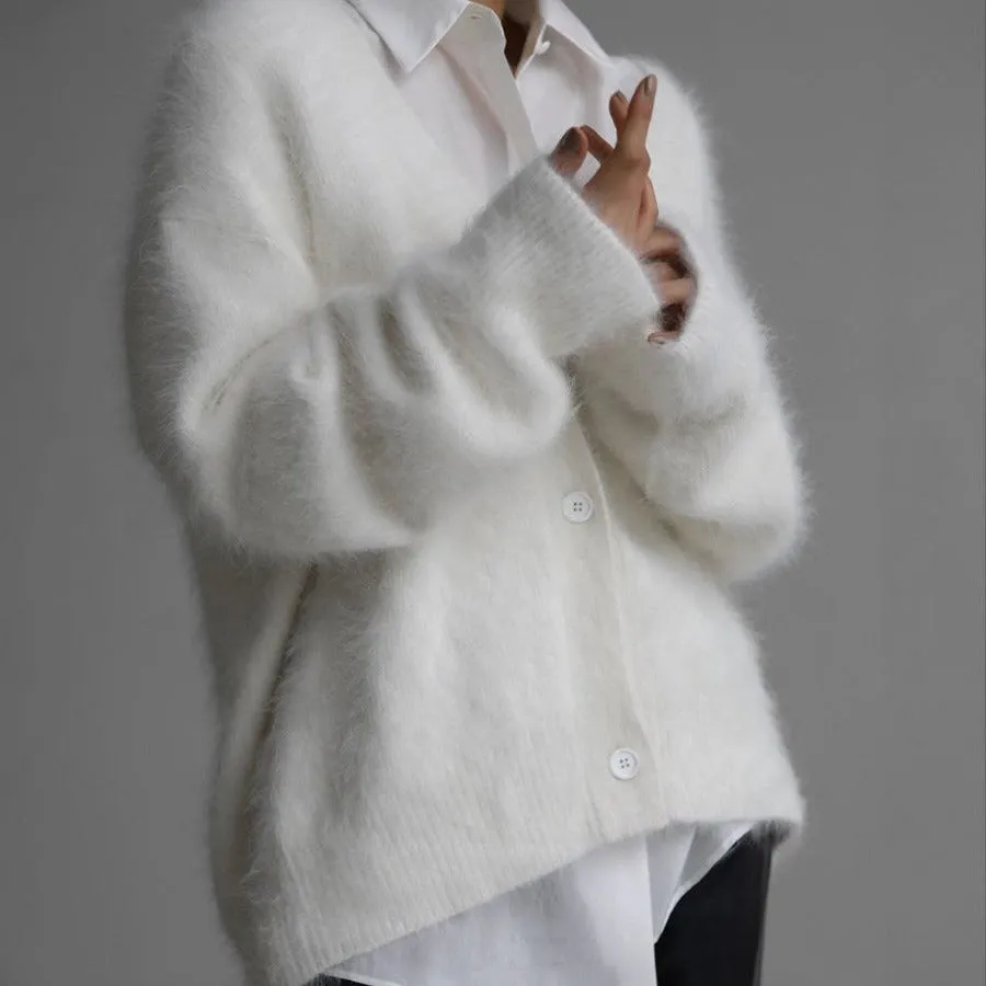 Loose V-Neck Button Cardigan - Fall Winter Fashion for Women