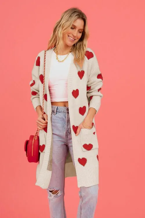 Love Letter Printed Heart Cardigan