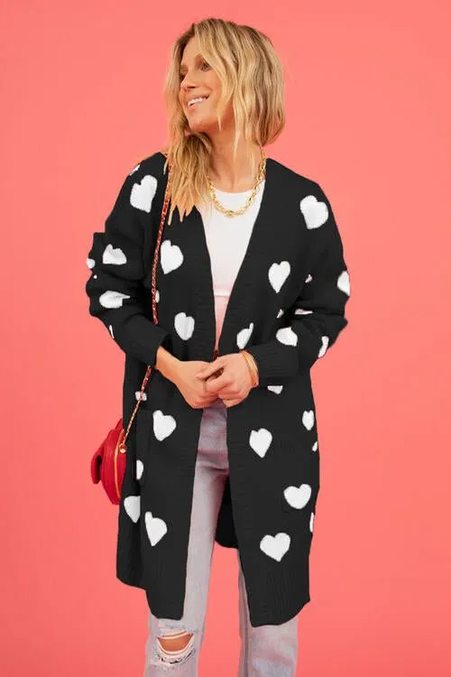 Love Letter Printed Heart Cardigan