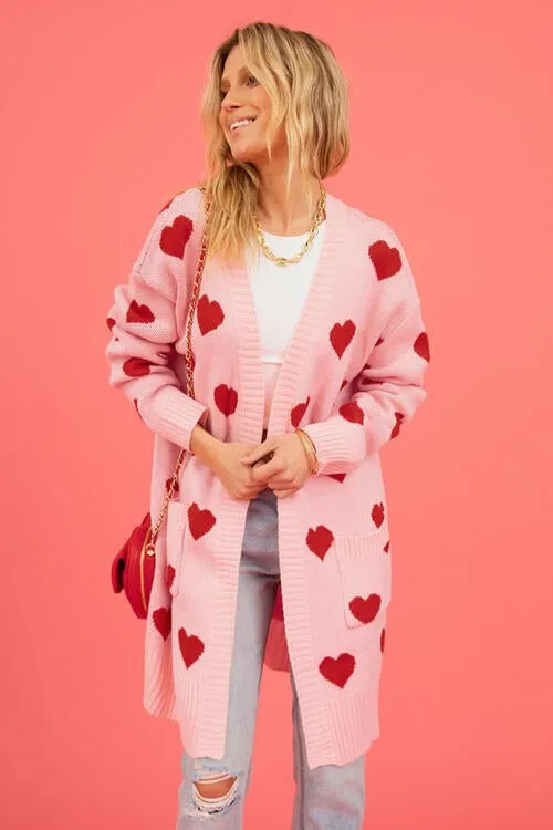 Love Letter Printed Heart Cardigan