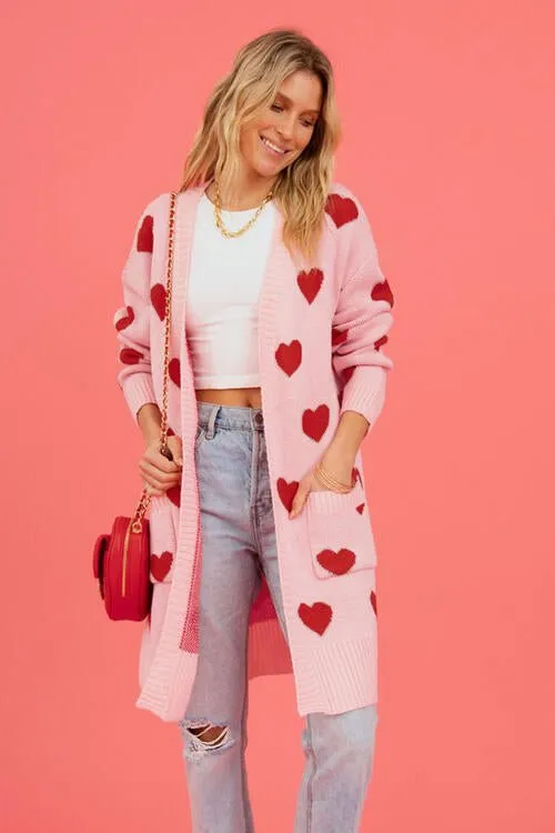 Love Letter Printed Heart Cardigan