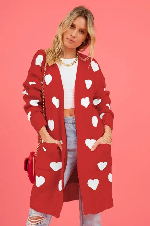Love Letter Printed Heart Cardigan