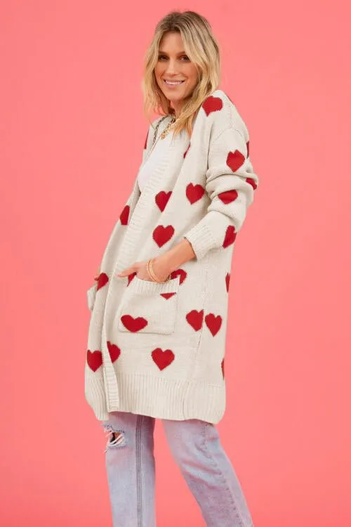 Love Letter Printed Heart Cardigan