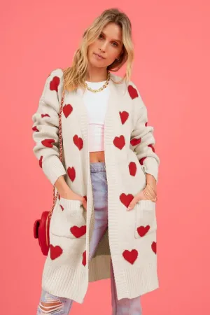 Love Letter Printed Heart Cardigan