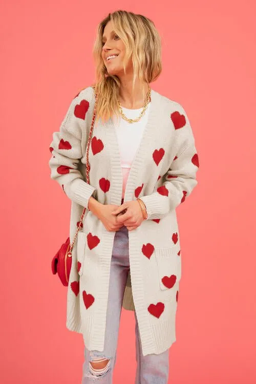 Love Letter Printed Heart Cardigan