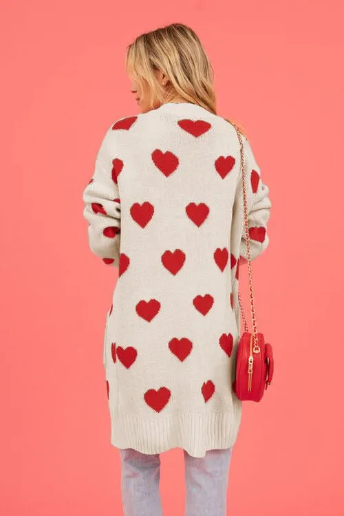 Love Letter Printed Heart Cardigan