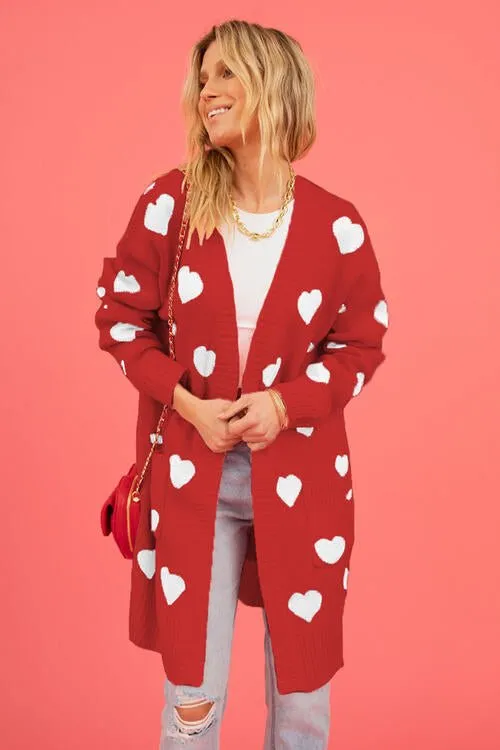 Love Letter Printed Heart Cardigan