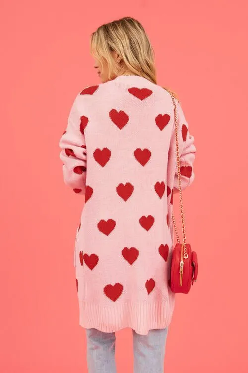 Love Letter Printed Heart Cardigan