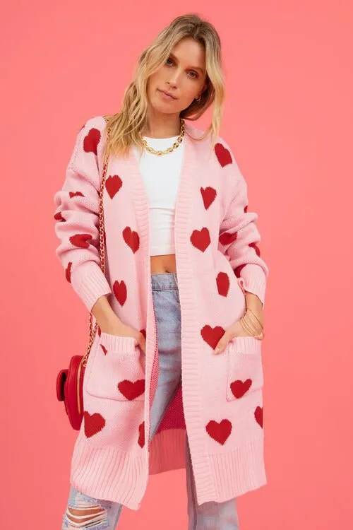 Love Letter Printed Heart Cardigan