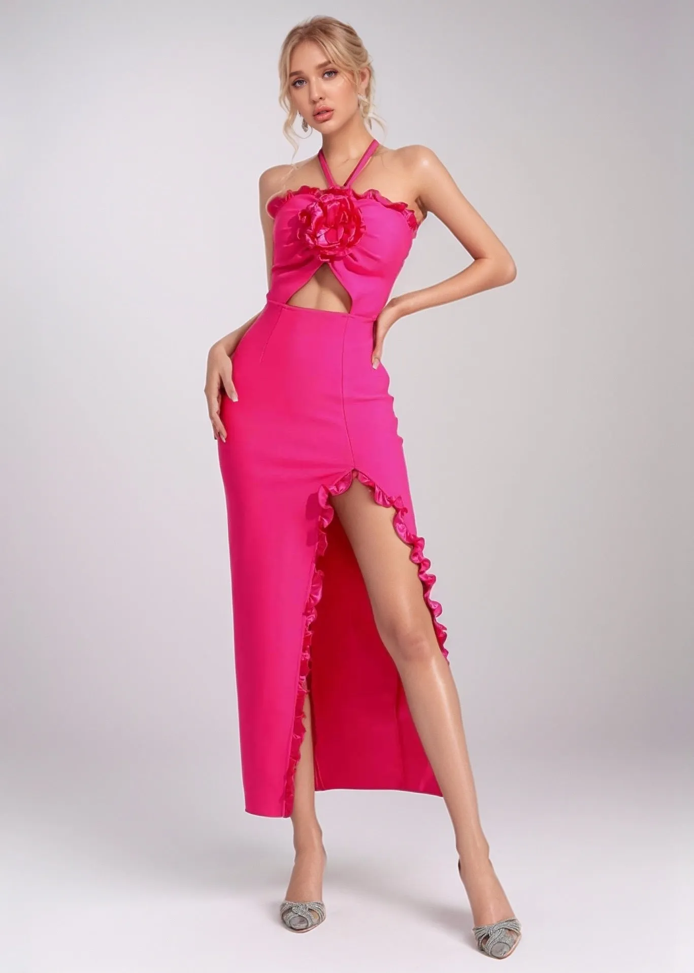 Lucy Split Thigh Halter Dress