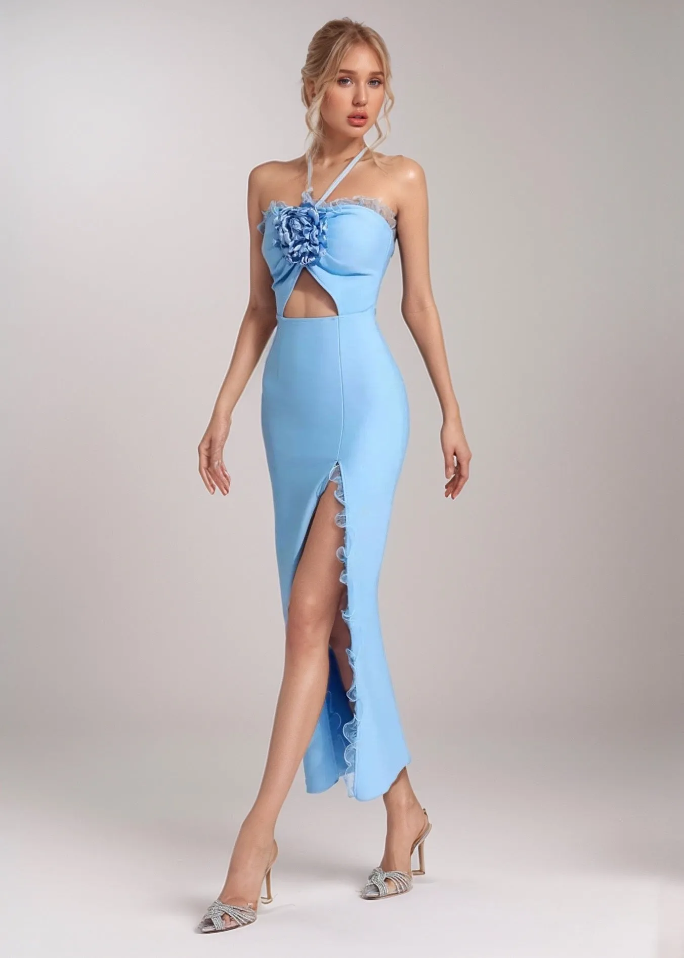Lucy Split Thigh Halter Dress