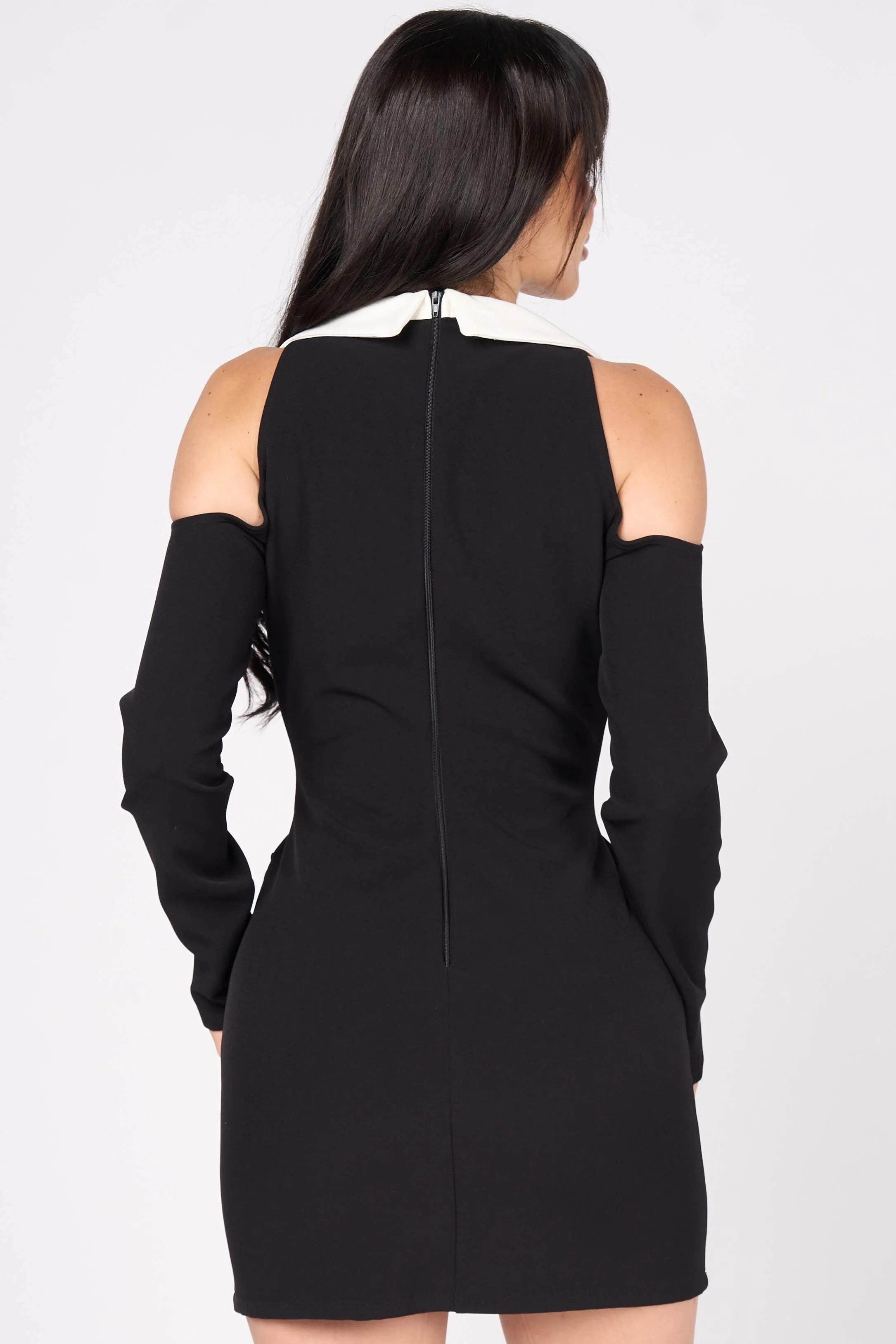 LUXE COLOR BLOCK BUTTONS DETAIL BLAZER MINI DRESS