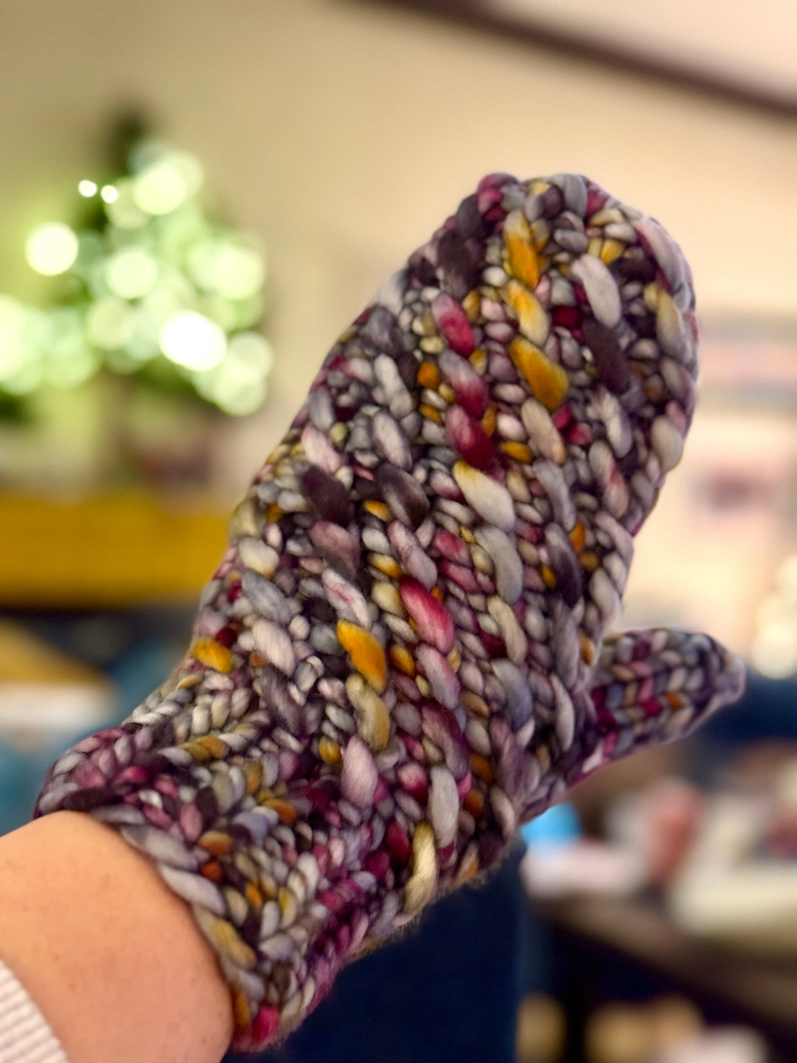 Luxury Hand knit wool mittens gray hygge classy women adult warm winter fashion soft teens gift