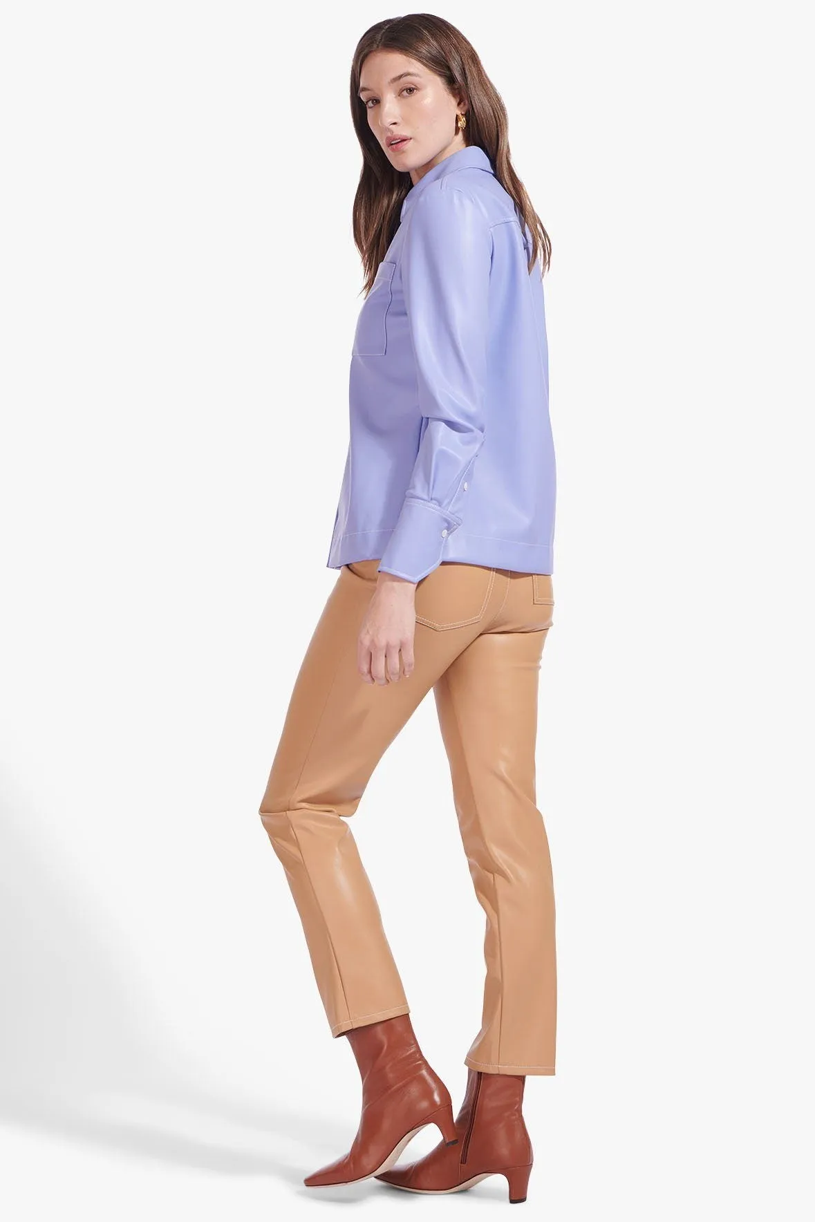 LYNN BLOUSE | PERIWINKLE VEGAN LEATHER