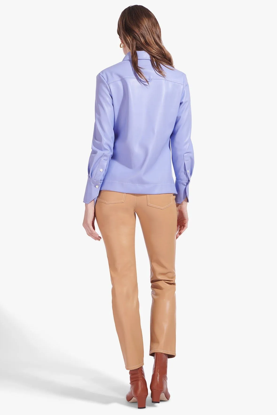 LYNN BLOUSE | PERIWINKLE VEGAN LEATHER