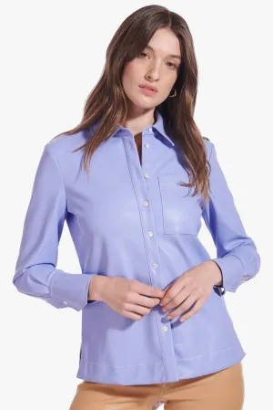 LYNN BLOUSE | PERIWINKLE VEGAN LEATHER