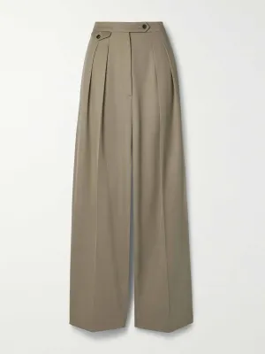 Marcellita pleated wool-twill wide-leg pants