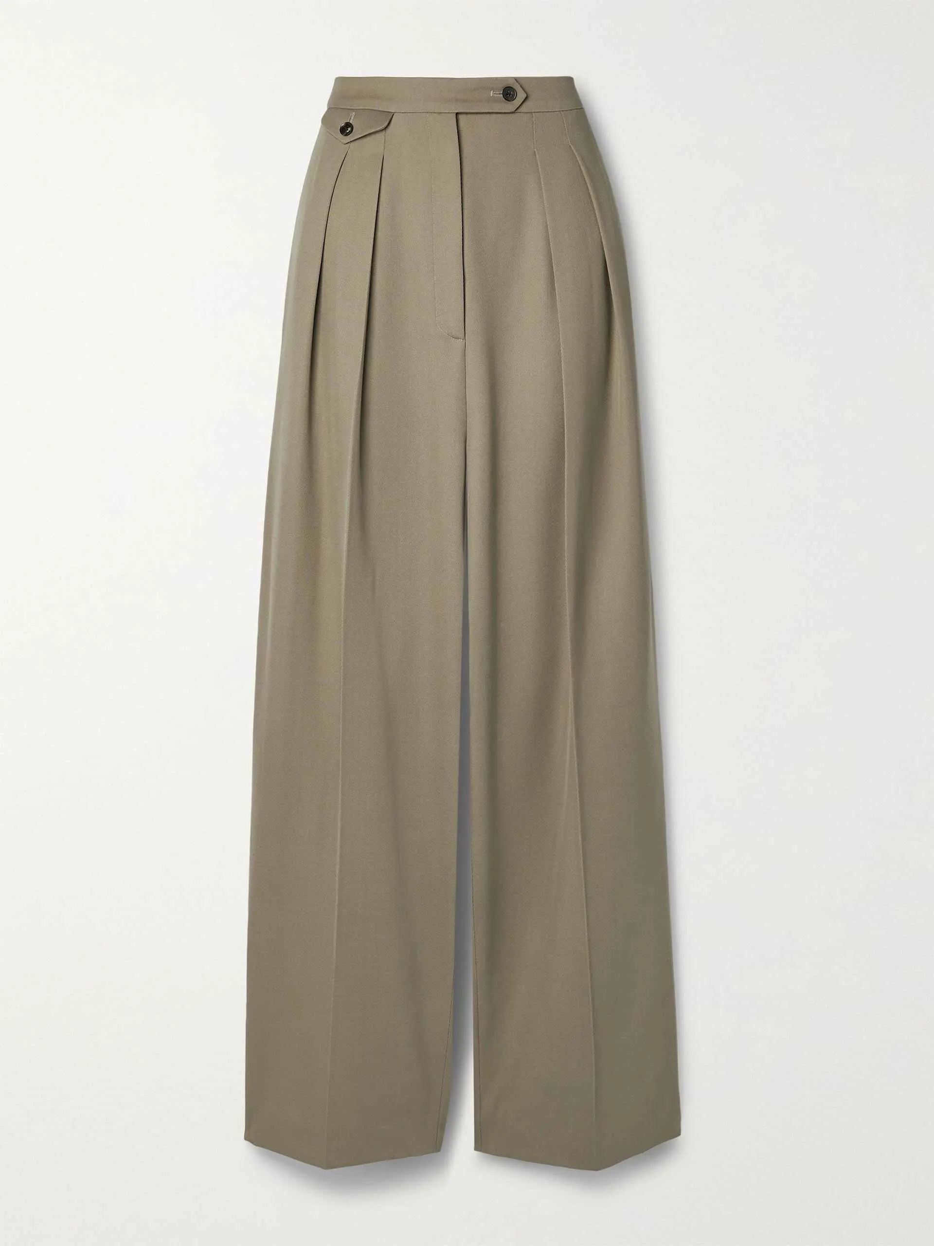 Marcellita pleated wool-twill wide-leg pants