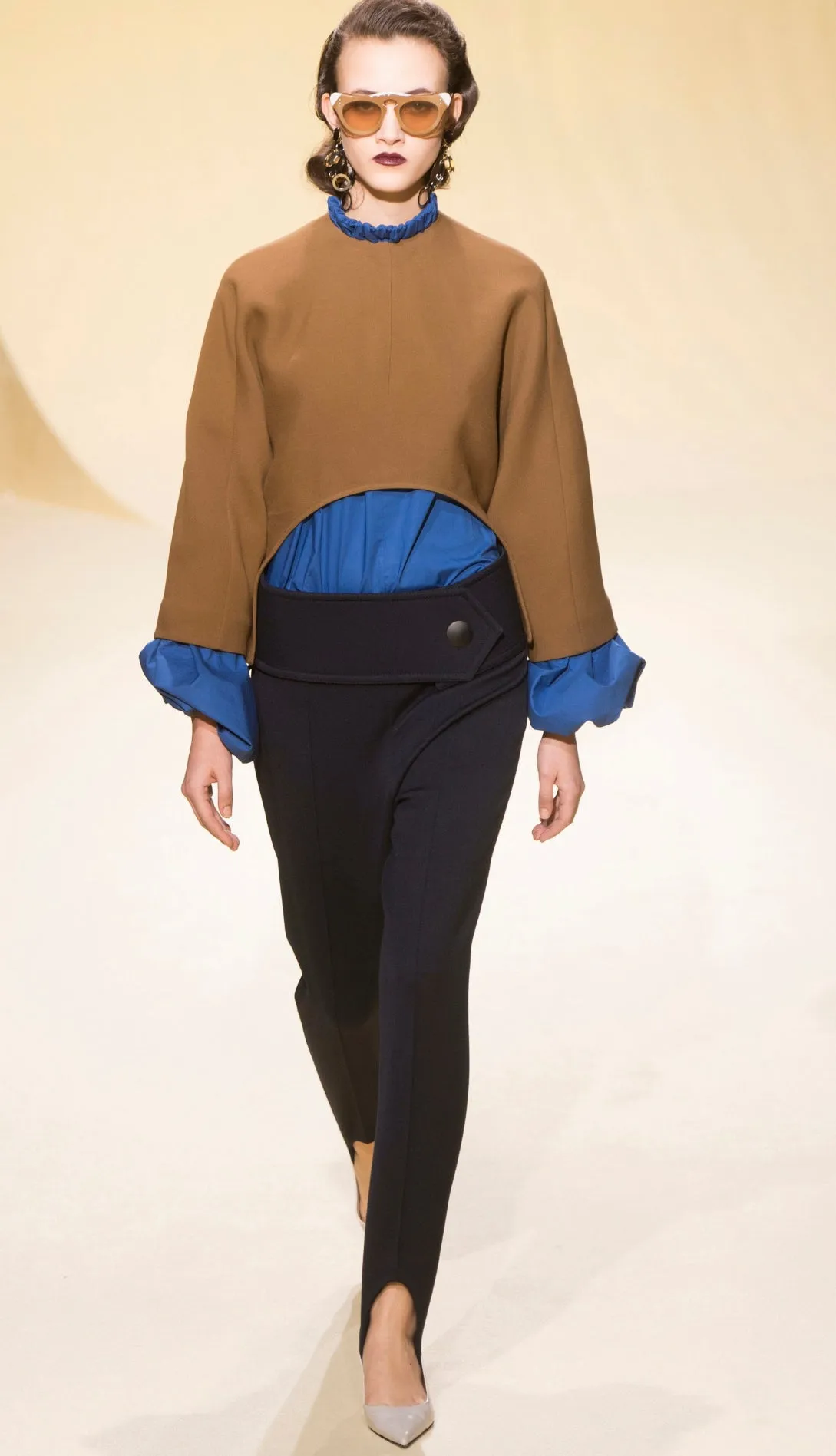 Marni tailored stirrup pants with belt, navy, 6