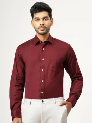 Maroon Solid Tailored Fit Semi Casual Shirt | JadeBlue