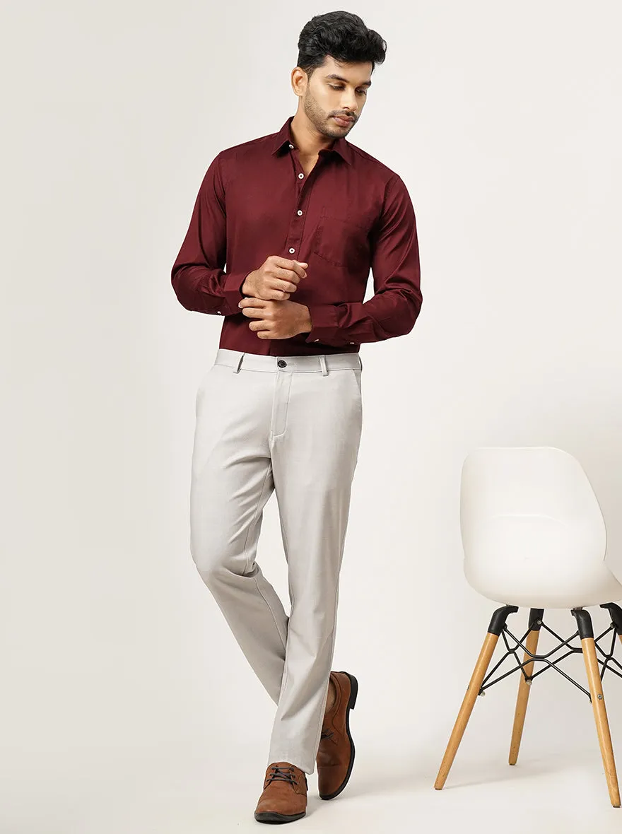 Maroon Solid Tailored Fit Semi Casual Shirt | JadeBlue