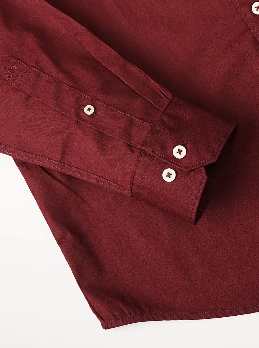 Maroon Solid Tailored Fit Semi Casual Shirt | JadeBlue