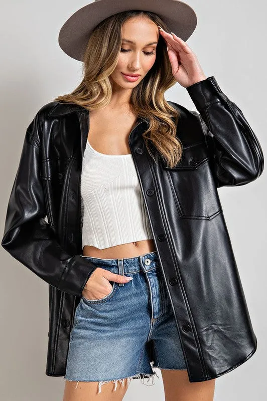 Marren Faux Oversize Leather Jacket