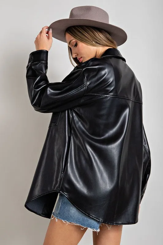 Marren Faux Oversize Leather Jacket