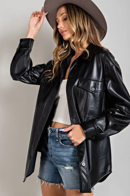 Marren Faux Oversize Leather Jacket