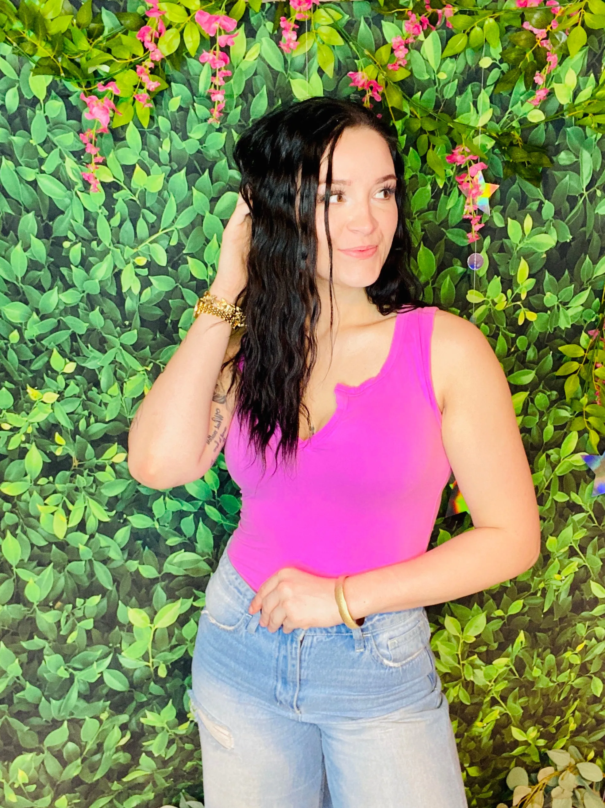 Mauve Split Neck Bodysuit