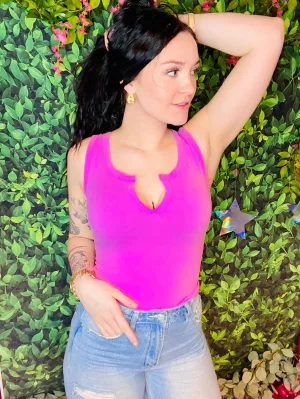 Mauve Split Neck Bodysuit